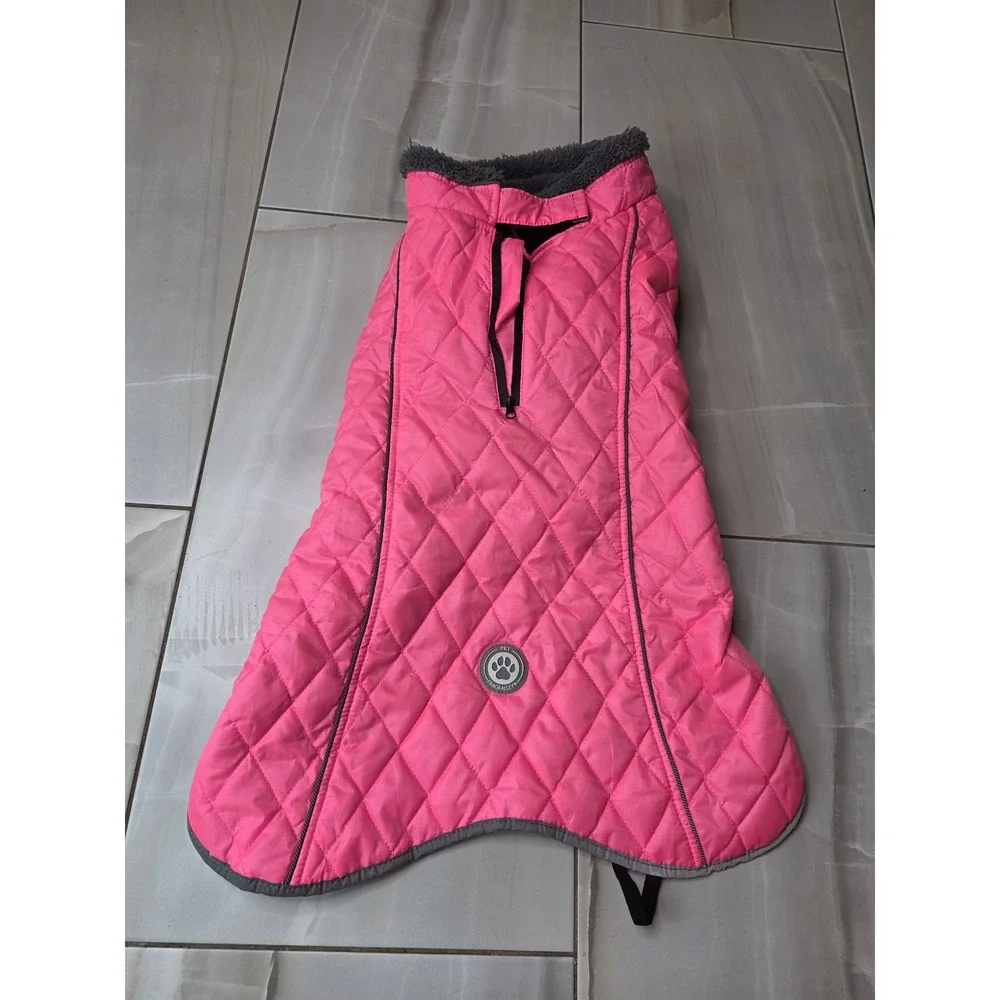 Fragralley Pink Quilted Dog‎ Winter Coat Fleece Lined Reflective Vest XL W1